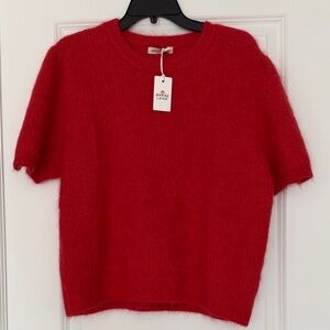 Marine Layer Siri alpaca puff sleeve sweater in cherry 🍒 red